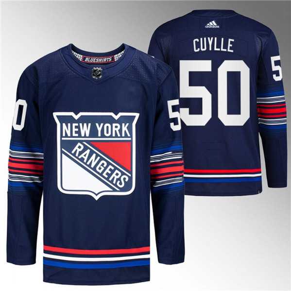 Men%27s New York Rangers #50 Will Cuylle Navy Stitched Jersey Dzhi->new york rangers->NHL Jersey
